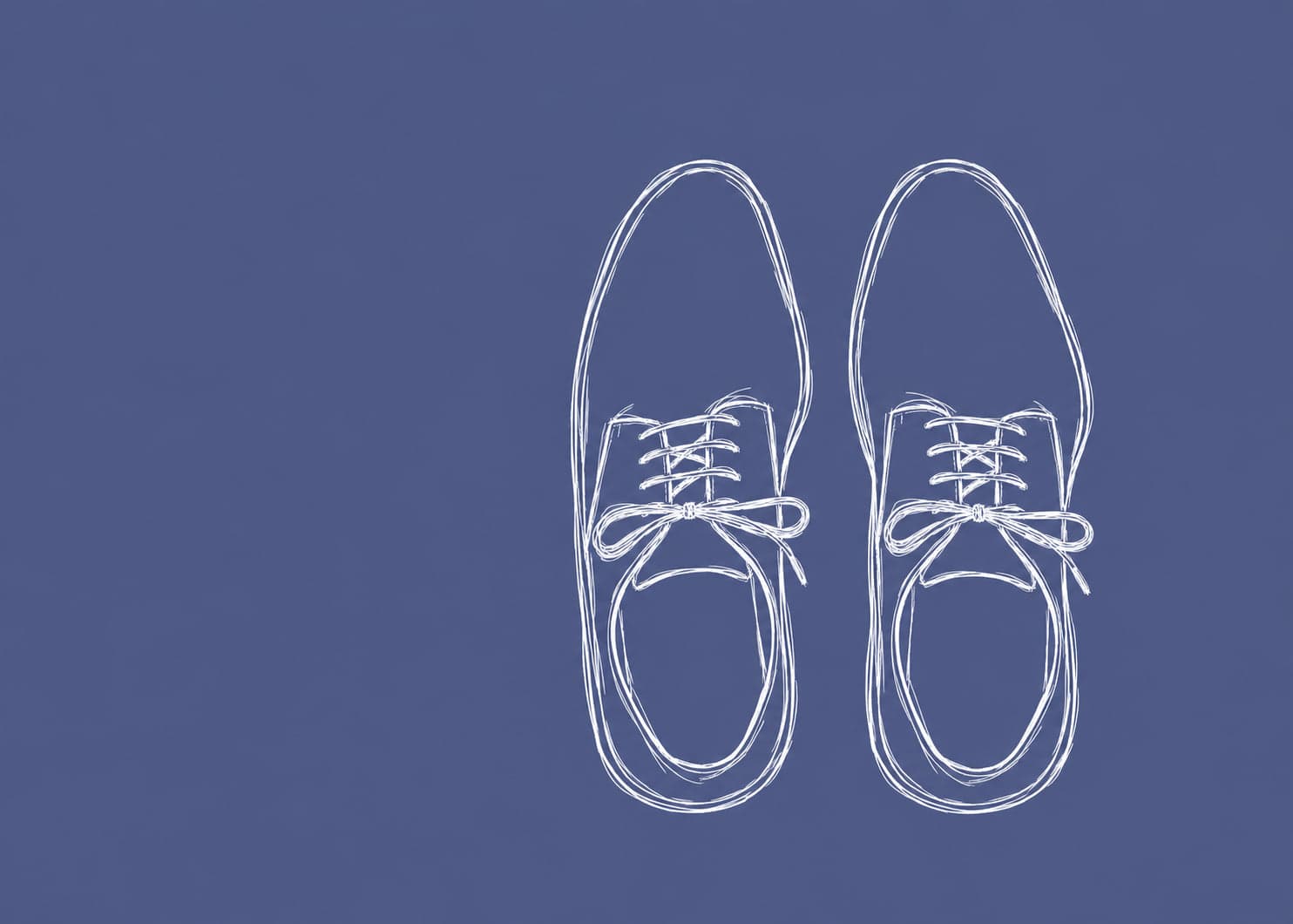 Two identical laced shoes set side by side as a pair, both shaped for the same foot, drawn in white line on a slate ground